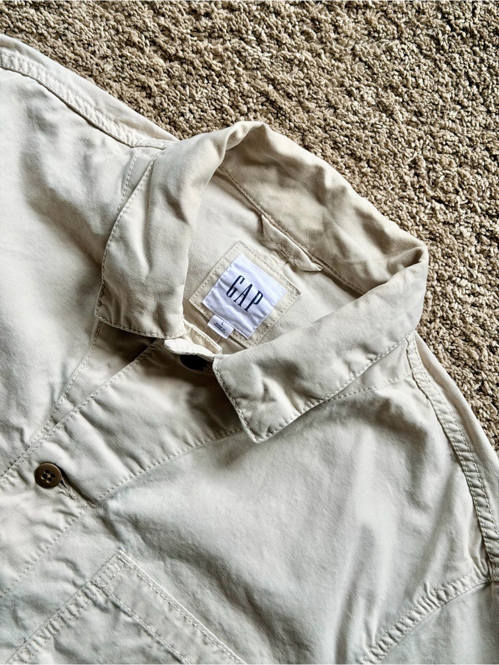 GAP Men's Off White Unstructured Chore Coat Jacket Large
